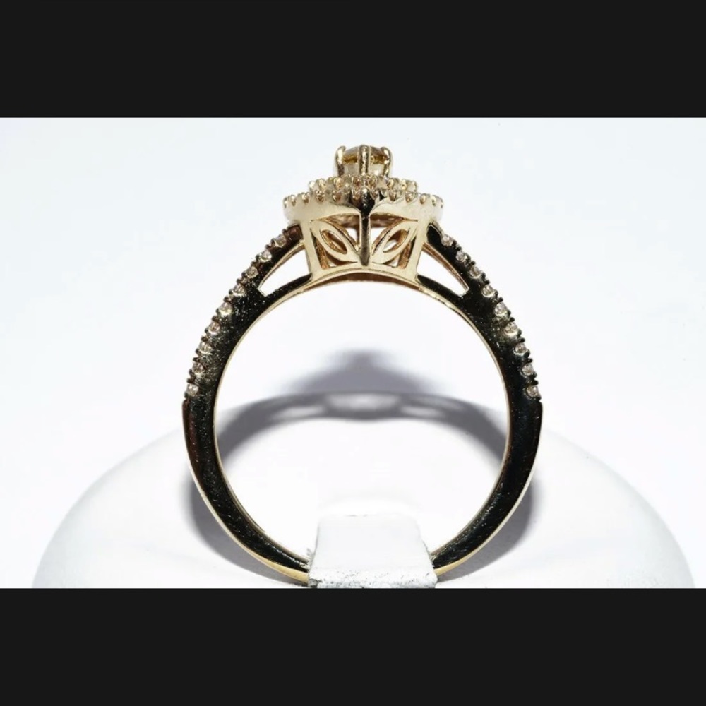1.01CT NATURAL CANARY DIAMOND & WHITE DIAMOND ENGAGEMENT RING SOLID GOLD 14k - Picture 6 of 8